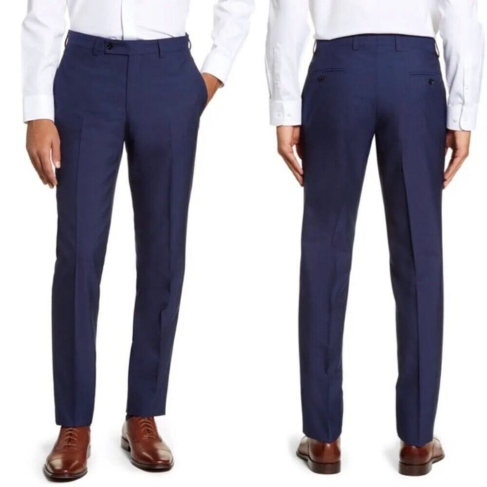 Ted Baker London Endurance Jay Navy Wool Slim Tailored Dress Pants 33x33